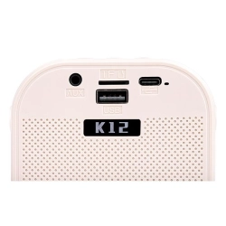 Głośnik Bluetooth karaoke 3W RGB LED beżowy z dwoma mikrofonami — zdjęcie 3