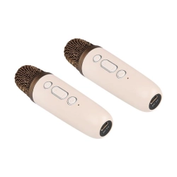 Głośnik Bluetooth karaoke 3W RGB LED beżowy z dwoma mikrofonami — zdjęcie 6