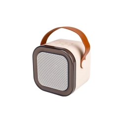 Głośnik Bluetooth karaoke 3W RGB LED beżowy z dwoma mikrofonami — zdjęcie 7