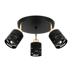 Kinkiet LED E27 3x35W czarny złoty ruchomy do salonu i korytarza