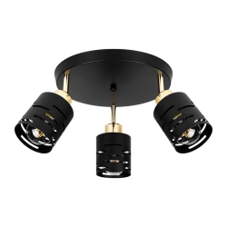 Kinkiet LED E27 3x35W czarny złoty ruchomy do salonu i korytarza