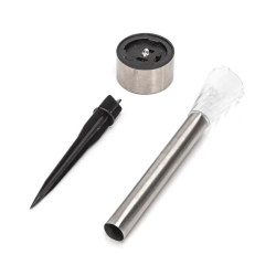 Ozdobna lampa ogrodowa solarna LED ze stali nierdzewnej skośna