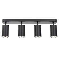 Poczwórny czarny reflektor sufitowy z regulacją kąta GU-10 metalowy
