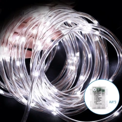 Wężyk led 15mb sznur 150 led Φ5mm na baterie białe zimne 8 funkcji