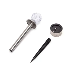 Stalowa lampa ogrodowa solarna LED diament- Ciepła