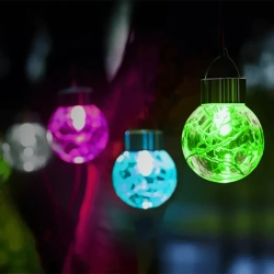 Wisząca kula solarna LED ze stali nierdzewnej popękane szkło