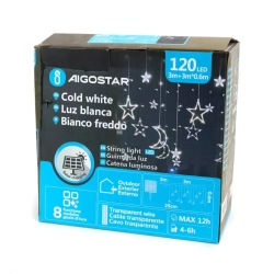 Solarne lampki choinkowe sople 120LED gwiazdy i księżyce Zimne