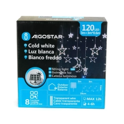 Solarne lampki choinkowe sople 120LED gwiazdy i księżyce Zimne