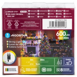 Sznur 30mb 600led RGBY(kolor+ciepłe) lampek choinkowych Ip44 z zasilaczem - zdjęcie 5