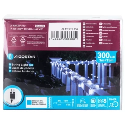 Wąż led 15mb 300 led zimnych led Φ10mm z zasilaczem 8 funkcji