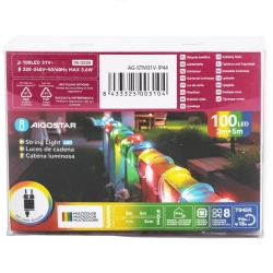 Wąż led 5mb kolorowy 100 led RGBY Φ10mm z zasilaczem 8 funkcji