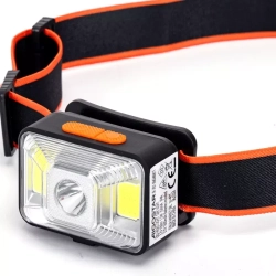 Czołówka 1.5W/100lm 3 rodzaje oświetlenia i światło ostrzegawcze USB