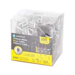 Zewnętrzne lampki sople przepływ 300 LED 15x0,4M Ciepłe