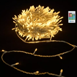 Lampki choinkowe 100LED na 3 baterie AA pozytywką i pilotem ciepłe10 m