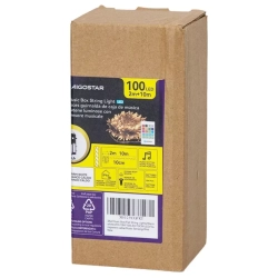 Lampki choinkowe 100LED na 3 baterie AA pozytywką i pilotem ciepłe10 m