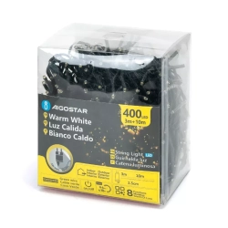 Zewnętrzne lampki choinkowe Sznur 10m 400 led Ciepłe