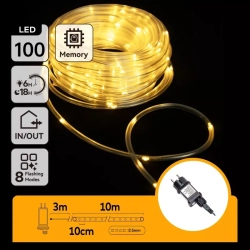 Wąż led Φ5mm 10mb 100 led ciepły z zasilaczem 8 funkcji