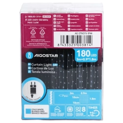 Zewnętrzna Kurtyna 0.9x1.8m 180 LED w 10 soplach Zimna