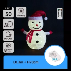 Bałwanek 0.7m składana dekoracja ogrodowa z pilotem na 3xAA zimna biel - zdjęcie 6