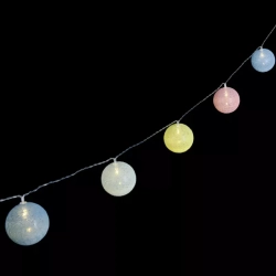 Bawełniane kule girlanda 10 jasnych lampek 2 m długości na baterie-Ciepłe