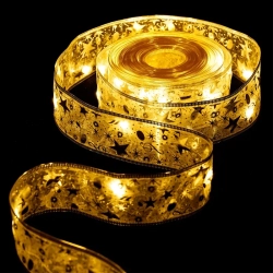 Szarfa choinkowa 10 m na 3 baterie AA złota w gwiazdki 5 cm ciepła