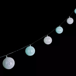 Bawełniane kule girlanda 10 miętowych lampek 2 m długości na baterie-Ciepłe