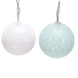 Bawełniane kule girlanda 10 miętowych lampek 2 m długości na baterie-Ciepłe