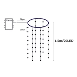 Lampki choinkowe 6 zwisów po 1.5 m 80 białe ciepłe led na 3 baterie AA