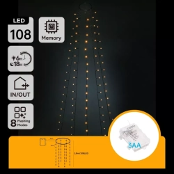 Lampki choinkowe 6 zwisów po 1.8m 108 białe ciepłe led na 3 baterie AA