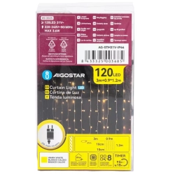 Zewnętrzna Kurtyna świetlna 0.9x1.2m 120 ciepłych led na 10 paskach