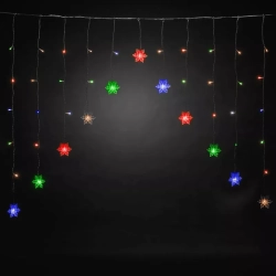 Kurtyna świetlna 11 śnieżynek RGBY 1.5x1.2m 8 trybów z zasilaczem