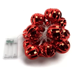 Lampki choinkowe 2m/20led czerwone podświetlane bombki na baterie