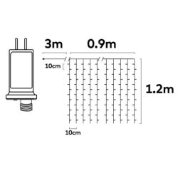 Zewnętrzna Kurtyna świetlna 0.9x1.2m 120 ciepłych led na 10 paskach