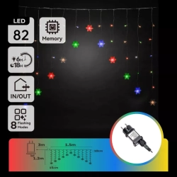 Kurtyna świetlna 11 śnieżynek RGBY 1.5x1.2m 8 trybów z zasilaczem