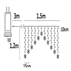 Zewnętrzna Kurtyna świetlna 11 zimnych śnieżynek 1.5x1.2m