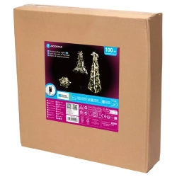 Składana choinka 150x50cm srebrno-złote dekoracje 8 trybów zimna biel