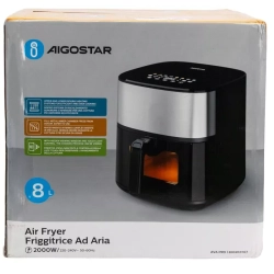 Frytkownica beztłuszczowa Ava Pro 2000W AIR Fryer 8L czarna z oknem