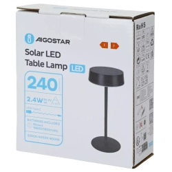 Lampa stołowa LED solarna lub USB ambientowa czarna 2,4W IP44 CCT — zdjęcie 8