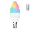 Żarówka LED świeczka C37 E14 4.8W RGB+3000K kolorowa ciepła z pilotem