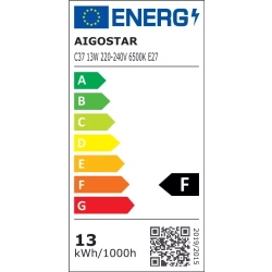 Żarówka LED świeczka C37 gwint E27 moc 13W zimna 6500K jasność 1280lm Aigostar — zdjęcie 5