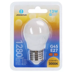 Żarówka LED kulka G45 gwint E27 moc 13W ciepła 3000K jasność 1280lm
