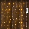 Biała kurtyna sople 3x3m LED 300 ciepłych lampek z pilotem na 5V z USB