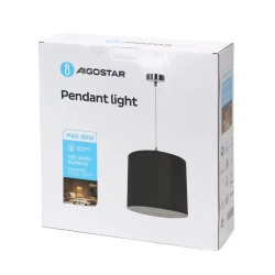 Modna Lampa wisząca z tkaniny Czarna E27